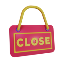 Hanging close sign 3d icon png