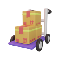 Shopping trolley with parcel boxes. Shopping cart 3d icon png