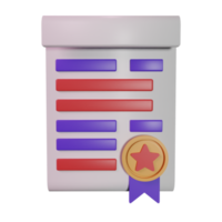 Paper with a star and a medal badge 3d icon png