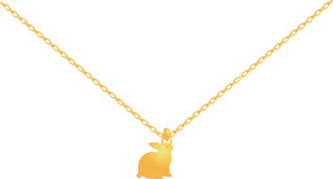 guld kedja halsband med kanin hängsmycke png