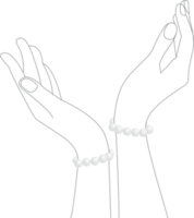 vit pärla armband på hand modell png