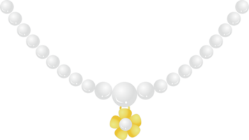 White pearl necklace with gold pendant png