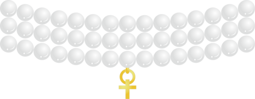 vit pärla halsband med korsa hängsmycke png