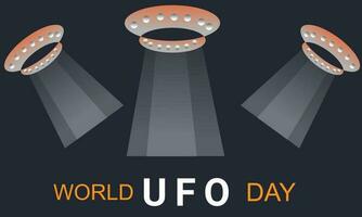 World UFO Day. background, banner, card, poster, template. Vector illustration.
