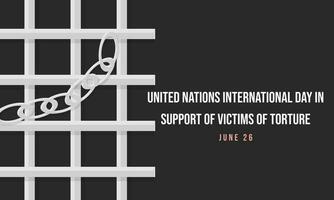 unido naciones internacional día en apoyo de víctimas de tortura. fondo, bandera, tarjeta, póster, modelo. vector ilustración.