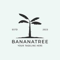 banana tree vintage minimalist logo design icon, illustration banana vector design.