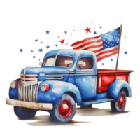 Vintage ▾ 4 ° di luglio camion sublimazione png patriottico clipart ai generativo