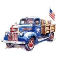 Vintage 4th of July Truck Sublimation Patriotic Clipart png