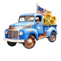 Vintage 4th of July Truck Sublimation Patriotic Clipart png