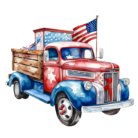 Vintage ▾ 4 ° di luglio camion sublimazione png patriottico clipart ai generativo