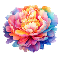 magnifique multicolore pivoine fleur aquarelle ai génératif png