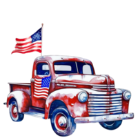 ancien 4e de juillet un camion sublimation png patriotique clipart ai génératif