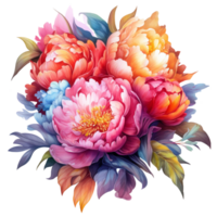 Beautiful Multicolor Peony Flower Watercolor png