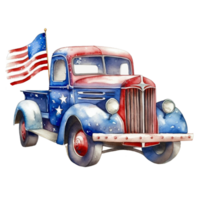 Vintage ▾ 4 ° di luglio camion sublimazione png patriottico clipart ai generativo