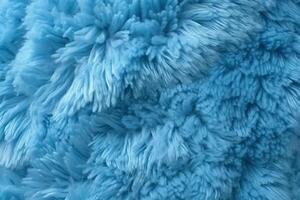 Very peri blue color sheep fur sheepskin rug background Wool texture. photo