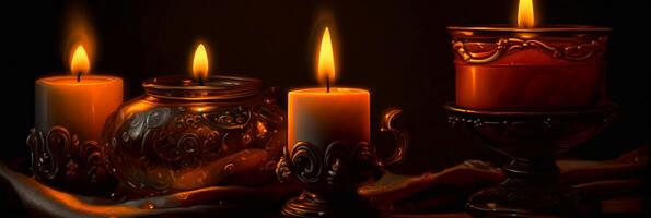 Candlelight, realistic photography background. photo