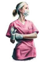 nödsituation flicka sjuksköterska ClipArt t-shirt design, transparent bakgrund, ai genererad png