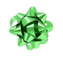 green gift bow isolated with clipping path png