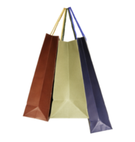 Colorful shopping bags isolated with clipping path for mockup png