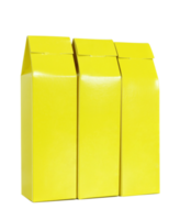 Yellow package box isolated with clipping path for mockup png