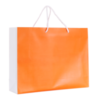 Orange shopping paper bag isolated with clipping path for mockup png