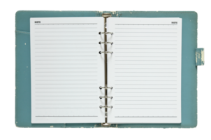 old notebook open isolated with clipping path for mockup png