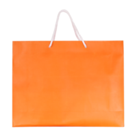 Orange shopping paper bag isolated with clipping path for mockup png