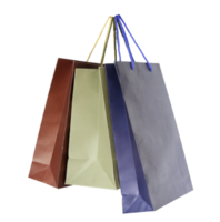 Colorful shopping bags isolated with clipping path for mockup png