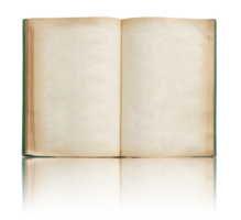 libro antiguo abierto aislado con suelo reflectante para maqueta png