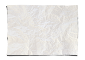 Wrinkled White paper isolated with clipping path for mockup png