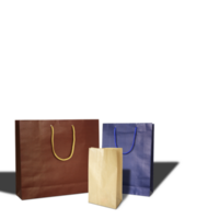 Colorful shopping bags isolated with clipping path for mockup png
