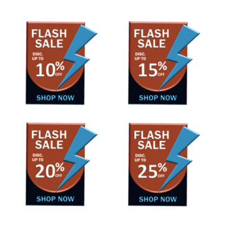 conjunto tag instantâneo venda desconto Castanho cor variação 3d png