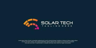 Solar tech logo template with letter s creative concept premium vector