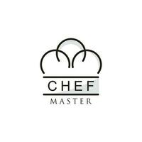 Chef logo with simple line art style design template premium vector