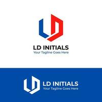 Initial Letter LD Monogram Logo Vector Design in Hexagonal Shape