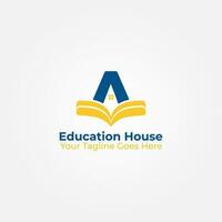 Education House Logo Vector Graphic Design with book accent, Learning House, Learning Logo