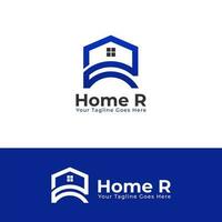 House Logo Vector Graphic Design in the shape of the letter R with Gradient blue color