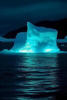 photo of luminescent iceberg, amazing nature.