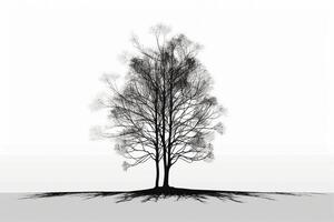 Illustrationg of birch Tree without leaves. photo