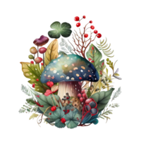 Watercolour Mystical Mushrooms Clipart png
