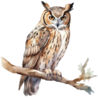 hibou clipart en volant aquarelle T-shirt conception transparent arrière-plan, ai généré png