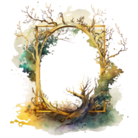 Enchanted Forest Frame Woodland t-shirt design, transparent background, png