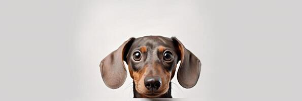 Dachshund macro photography white minimalist. photo