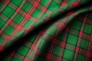 red fabric textile pattern, plaid background, linen cotton. photo