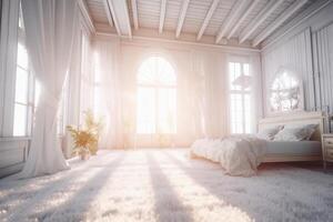 The holy light in white bedroom at the white morning. photo