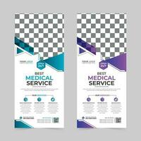 Crearive medical rollup banner stand and x banner design vector template for medical business.