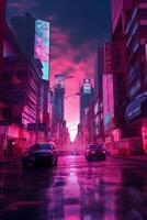 illustration of Hyperrealistic vaporwave manhattan. photo