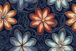 Embroidered texture, imaginary, aesthetic pattern. photo