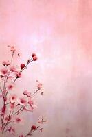 light pink background paper texture tiny petal flower painting in watercolor style. photo