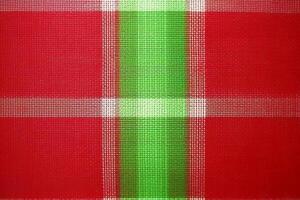 red fabric textile pattern, plaid background, linen cotton. photo